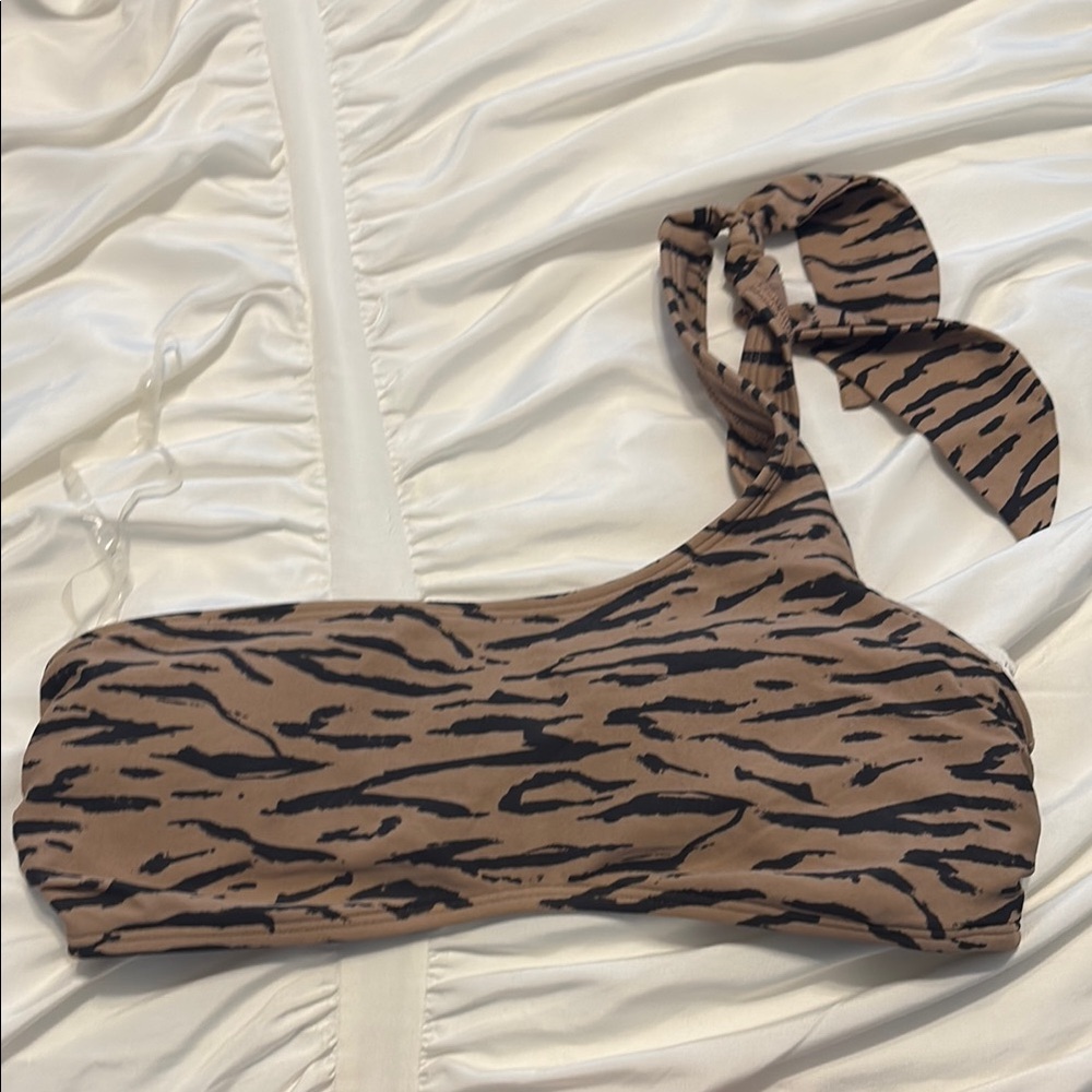 Abercrombie & Fitch Brown and Black One-Shoulder Bikini Top